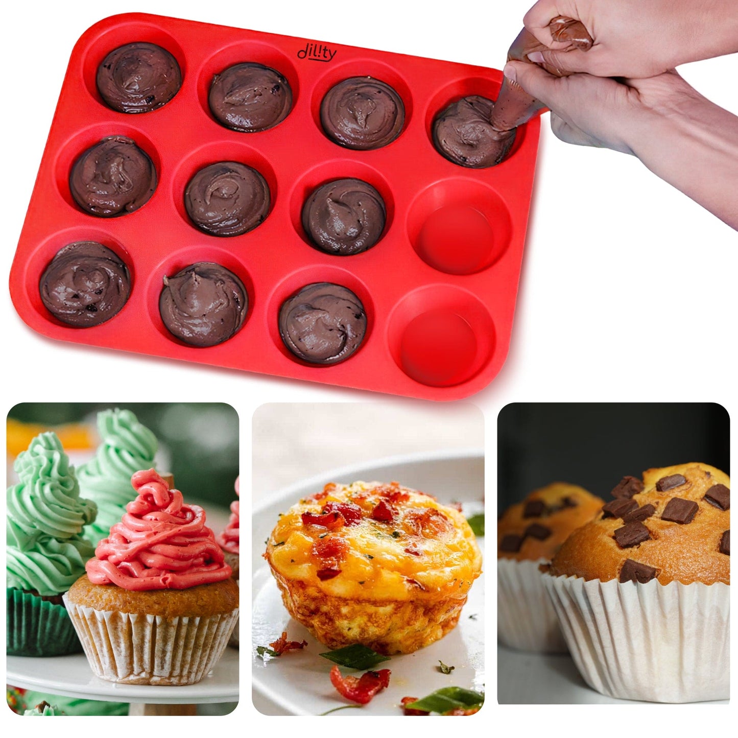 Silicone 12 cup cupcake tray