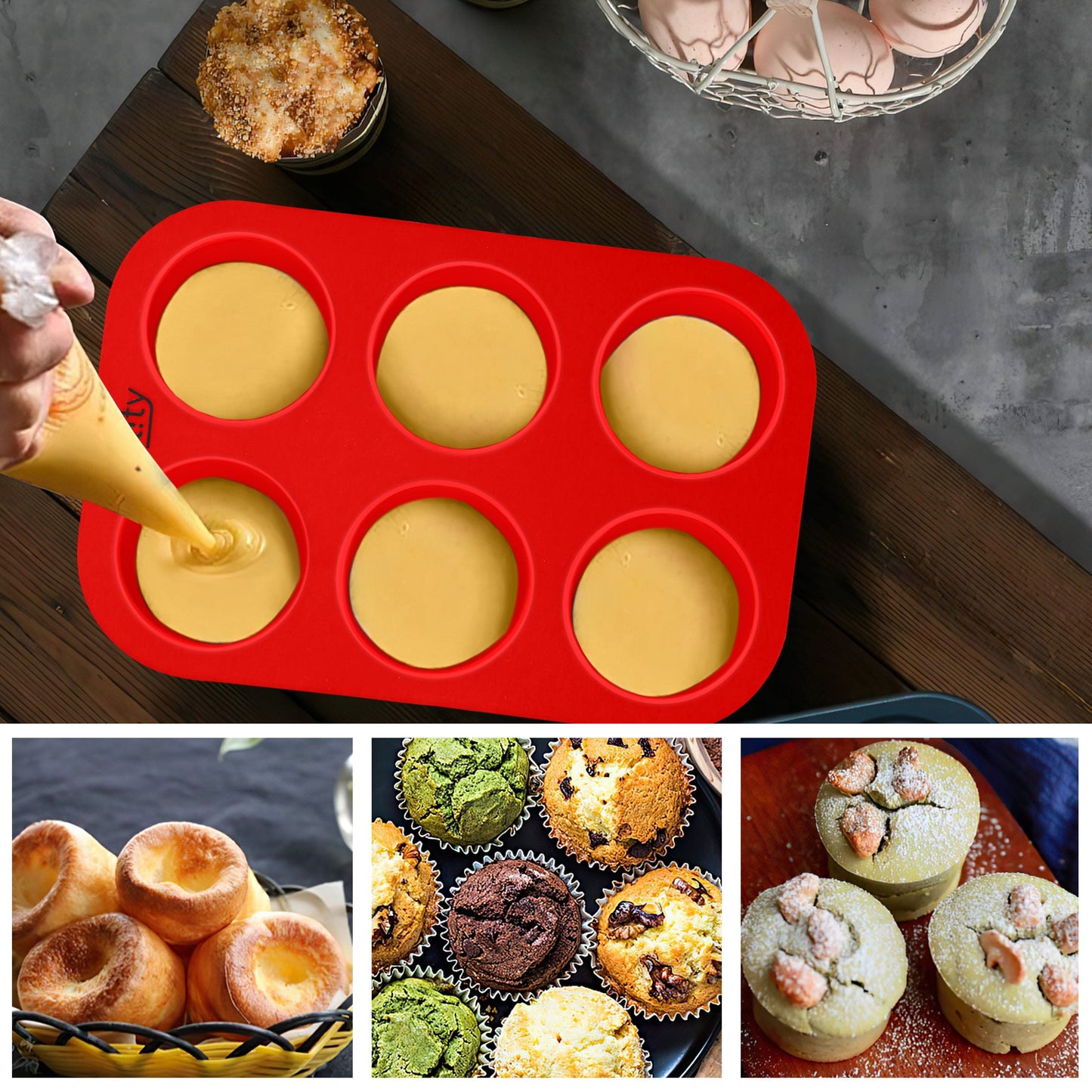 Silicone 6 cup muffin tray